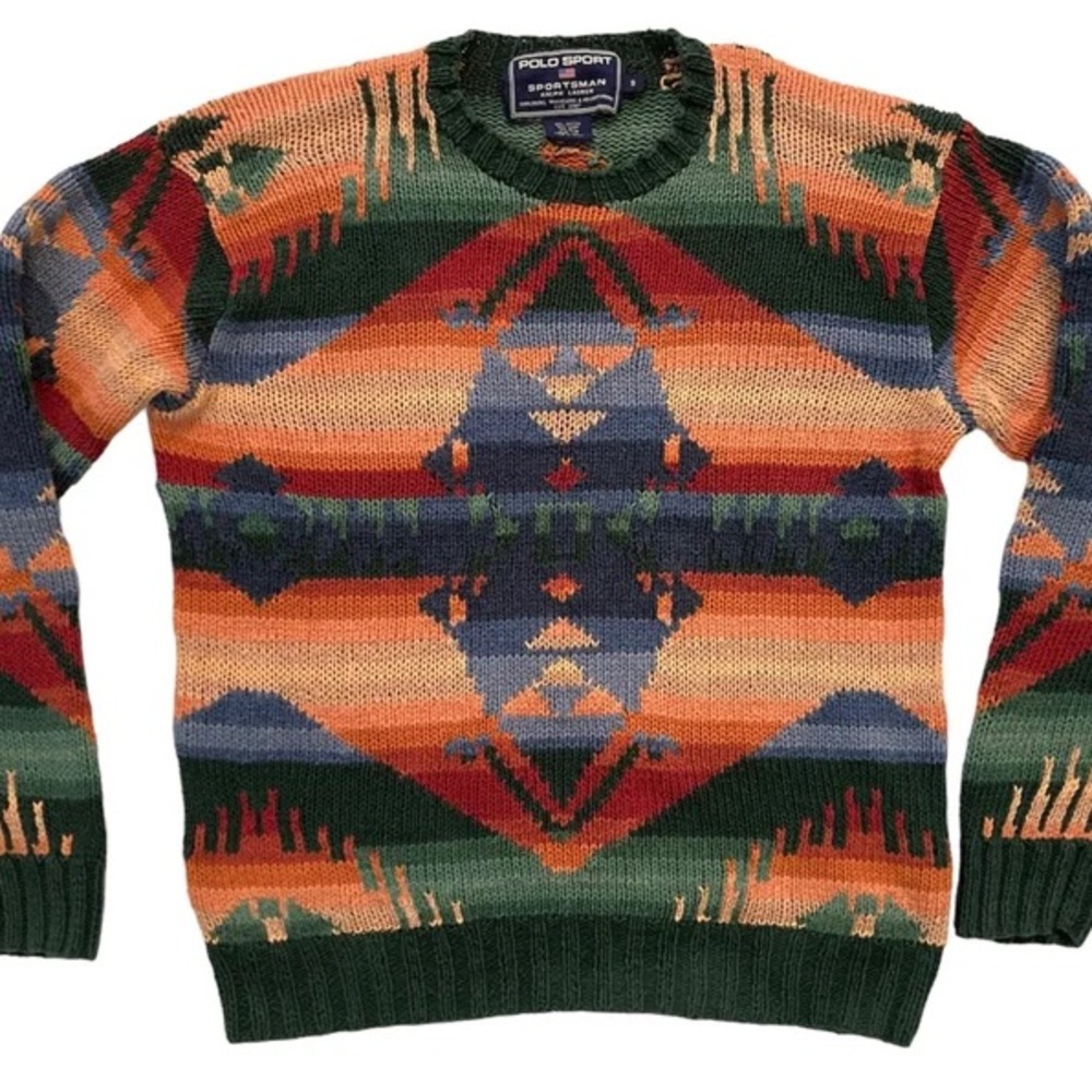 Polo Sport Ralph Lauren Sportsman Indian Aztec Navajo Hand Knit Sweater, XXL